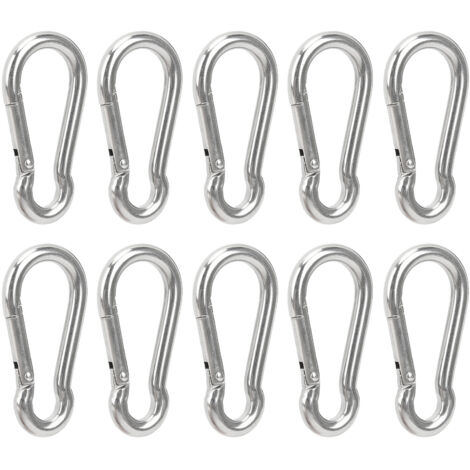 10 Pièces Mousqueton en Acier Inoxydable, Crochet à Ressort pour Sécurité Corde Accessoires d'Accrochage