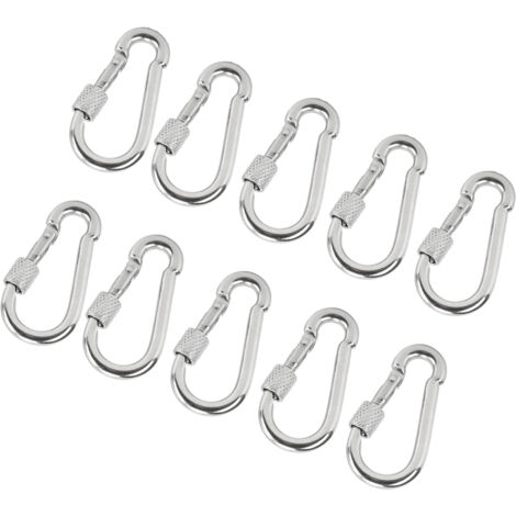 10 Pièces Mousqueton en Acier Inoxydable, Crochet à Ressort pour Sécurité Corde et Accessoires d'Accrochage