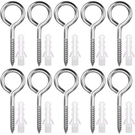 10 Pièces Œillets de Vis en Acier Inoxydable M8 x 100 mm Piton à Visser Lourde Vis à Œillet Crochet à Visser pour Hamacs, Auvents, Fauteuils Suspendus, Câble fixe, Argenté