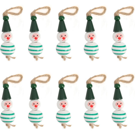 10 Pièces Ornements de Noël Bonhommes de Neige Colorés - Décoration de Sapin avec Boules Vertes pour la Maison