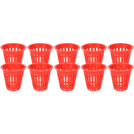 10 pièces panier de plantation panier de culture hydroponique en plastique plante maille tasse pour balcon jardin rouge