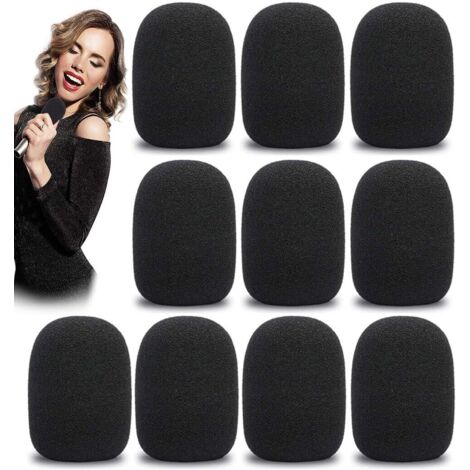 10 pièces pare-brise pour microphone, housse de protection en mousse pour microphone, réutilisable et lavable, pare-brise pour microphone (noir)