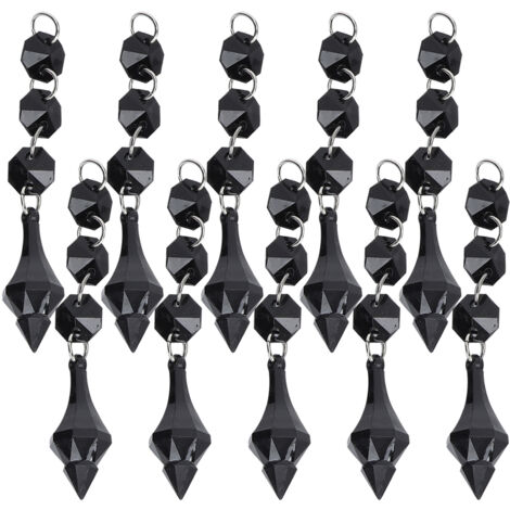 10 Pièces Pendentif Cristal Tapered en Acrylique Perles Irrégulières Décoration DIY Lampe Noir