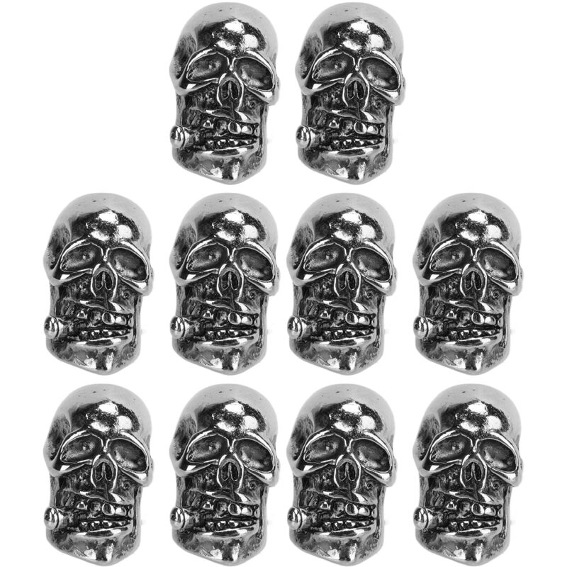 10 Pièces Pendentifs Tête de Crâne en Alliage, Trou Large 6mm, Accessoires DIY pour Lampe Torche