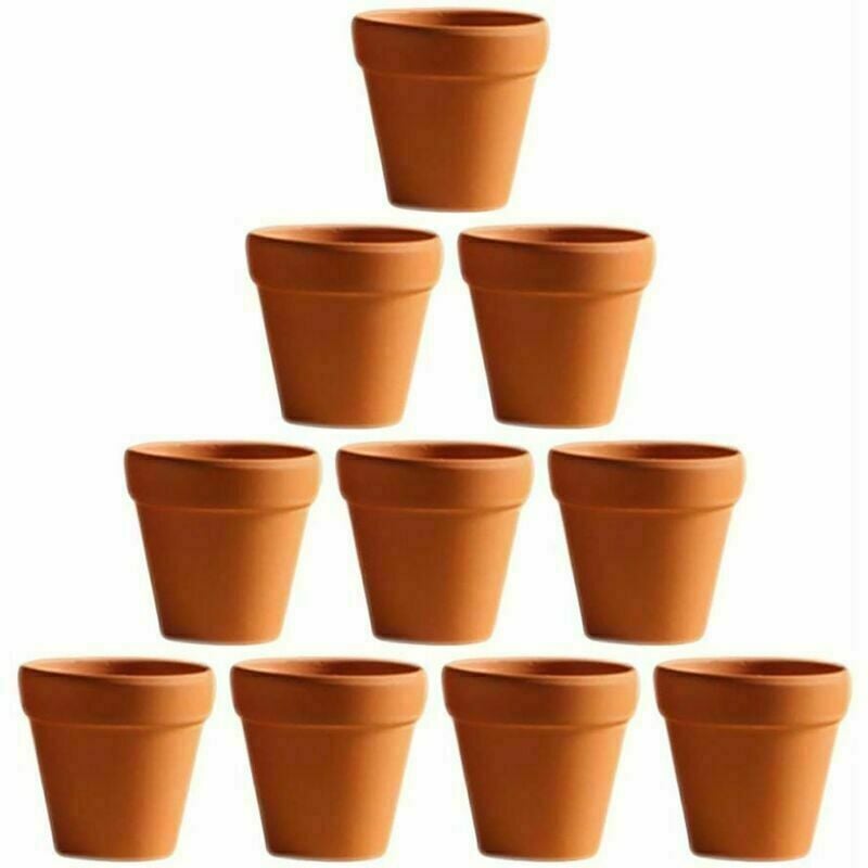 10 Pièces Petit Mini Pot en Terre Cuite Argile Céramique Poterie Planteur Cactus Pots de Fleurs Succulentes Pots de Pépinière (2.8 × 2.8 × 4.5 cm)