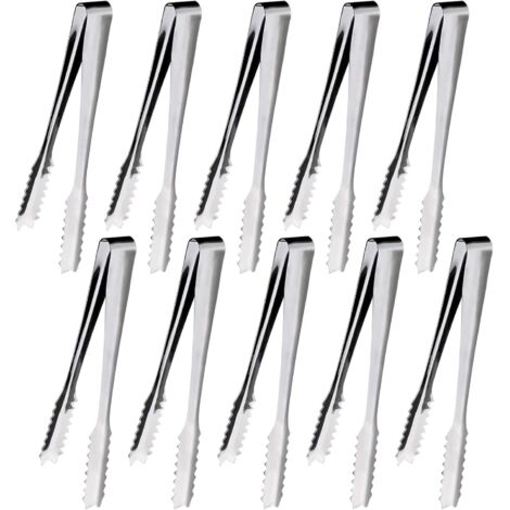 10 Pièces Pince a Glacon, 15,2 cm Pince a Sucre, Pince Bonbon, Pince Inox, Pince à Sucre, Pour Sucre, Biscuit, Buffet, Café, Cuisine et Plus (Argent)