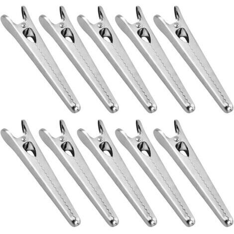 10 Pièces Pince Sachet Alimentaire Cuisine, Pince Fermeture Sachet Alimentaire Inox, Pince Sachet Argent, Clips de Fermeture de Sacs en Acier pour Pain, Café, Flocons D'avoine, Aliments