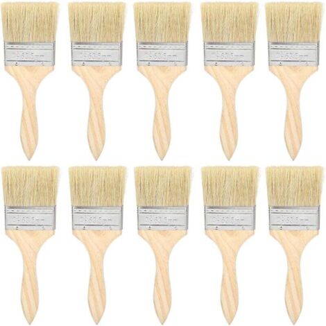 10 Pièces Pinceaux à Puce Pinceaux 2.5in Laine Artificielle avec Manche en Bois Maison Pinceau Ensemble Ensemble de brosses à Peindre pour Peinture Colles Vernis