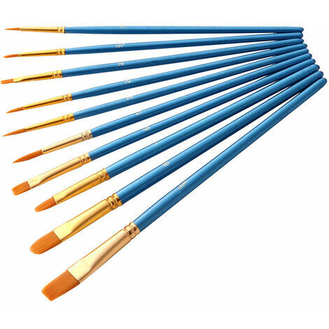 10 Pièces Pinceaux Peinture Acrylique - Pinceau de Peinture à l'huile pour Aquarelle, Peinture Gouache, Nylon Pinceaux Artiste Plume Lisse, Enfant Brosse de Peinture,Pinceau Aquarelle 5W7G9YO47L