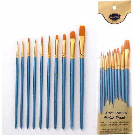 Pinceau de Peinture à l'huile pour Aquarelle, Peinture Gouache, Nylon Pinceaux Artiste Plume Lisse, Enfant Brosse de Peinture