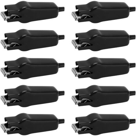 10 pièces Pinces à Batterie 20A Grande Ouverture Force de Serrage Puissante pour Câbles Électriques Noires