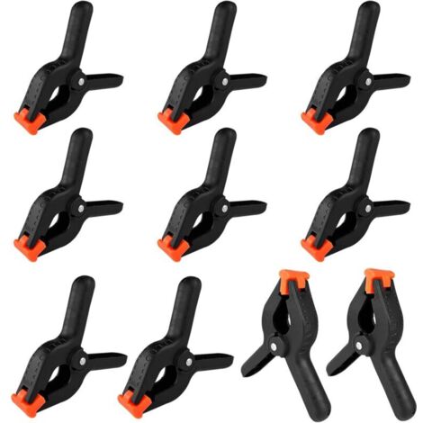 10 Pièces Pinces à Ressort, pinces à ressort en nylon robuste, pince serre joint avec mobiles mâchoires, Pinces à Ressort Plastique Noir en Nylon, pour photographie, bâche
