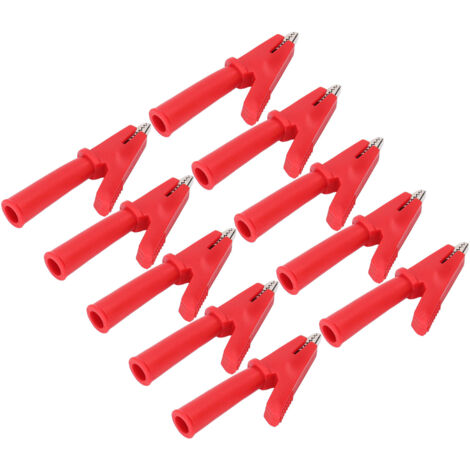 10 Pièces Pinces Crocodile en Laiton avec Manchons PVC pour Multimètre, Connexion 4mm Banane Rouge et Sécurité