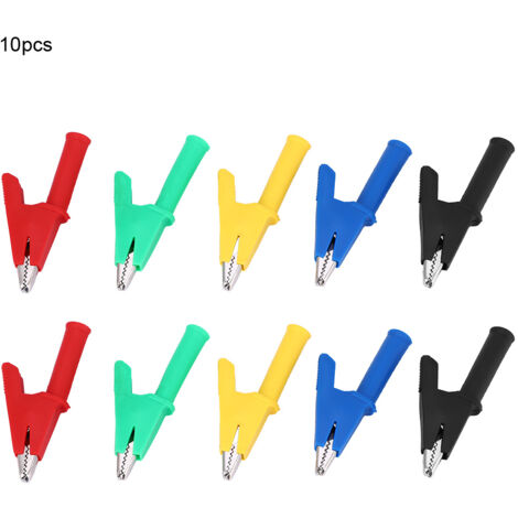 10 pièces Pinces crocodiles isolées 1000V 30A avec fiches bananes 4mm pour tests électriques haute tension