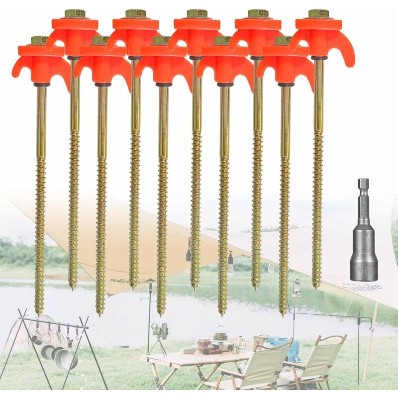 Tigrezy - 10 Pièces Piquets de Tente 21 cm Sardines de Fixation Jardin Piquet Tente Sardine Tente Piquets de Tente Robustes pour Camping Randonnée