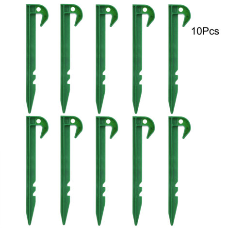 10 Pièces Piquets en Plastique pour Fixation de Filet d'Ombre et de Toile Anti-Mauvaises Herbes de Jardin