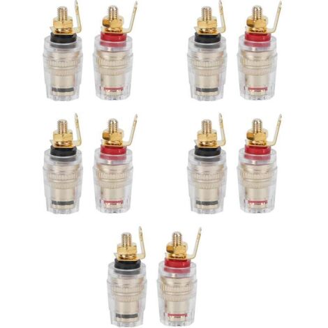 10 pièces plaqué or prise banane prise connecteur borne de liaison pour amplificateur haut-parleur borne prise connecteur et câble audio vidéo bouchons et adaptateur, Terminaux