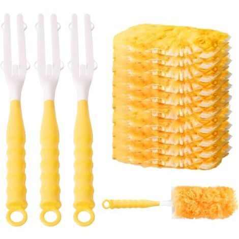 10 Pièces Plumeau, Poussiere Efficace, Plumeaux 3D avec 3 Poignées Attrape Poussiere Forte Absorption, Duster Microfibre Convient pour Nettoyage des Meubles Écran D'ordinateur