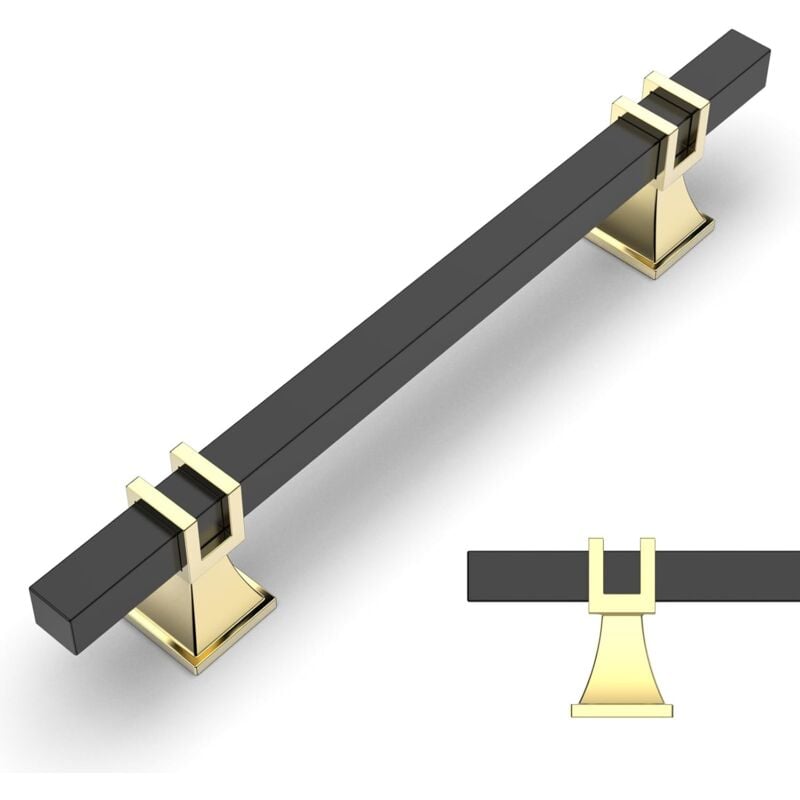 10 Pièces Poignee de Meuble Cuisine Noirdoré 128mm Alliage de Or Poignées Meubles avec Vis, pour Bureaux, Tiroirs, Armoires, Placard