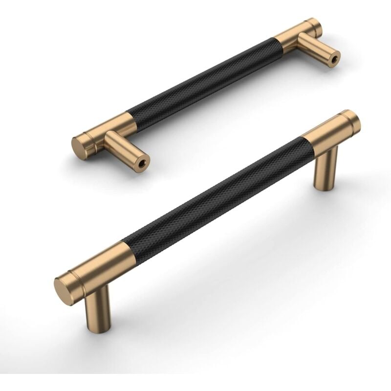 10 Pièces Poignee de Meuble Cuisine Noirdoré 128mm Alliage de Or Poignées Meubles avec Vis, pour Bureaux, Tiroirs, Armoires, Placard