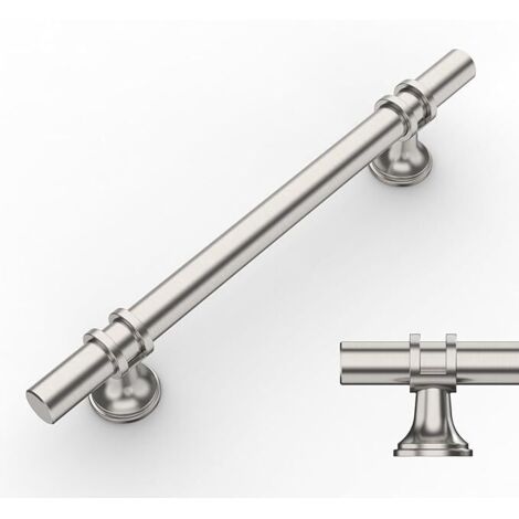 10 Pièces Poignée Meuble Cuisine Nickel Brossé 128mm, Alliage d'Aluminium, Poignées de Meubles avec Vis, pour Tiroirs, Armoires et Placards