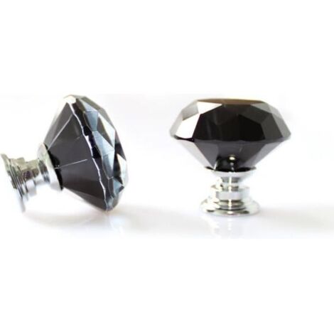10 pièces Poignées Boutons Diamant Cristal Verre Portes Meuble Tiroir Placard Décoration Noir