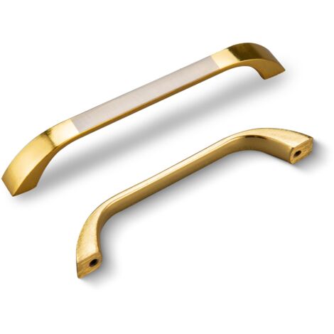 10 pièces Poignées de Tirage pour Armoires, Poignée Meuble pour Tirtors Placard Porte de Cuisine et de Salle de Bain, en Forme de D, avec Vis, Distance du Trou 128mm, Doré