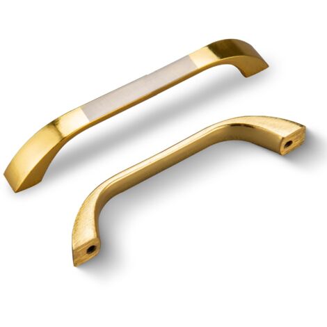 10 pièces Poignées de Tirage pour Armoires, Poignée Meuble pour Tirtors Placard Porte de Cuisine et de Salle de Bain, en Forme de D, avec Vis, Distance du Trou 96mm, Doré