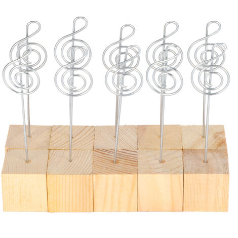 10 Pièces Porte-Photo en Métal avec Base en Bois Massif pour Cartes et Messages - Support Photo Créatif
