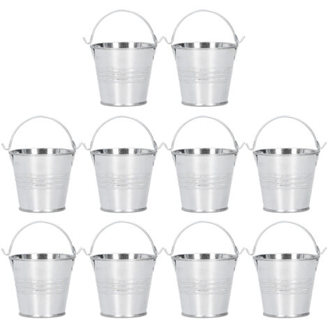 10 pièces Pot de fleur Mini Pot de plante succulente petit seau en métal pour décor intérieur extérieur argent brillant 4x5.5x6cm