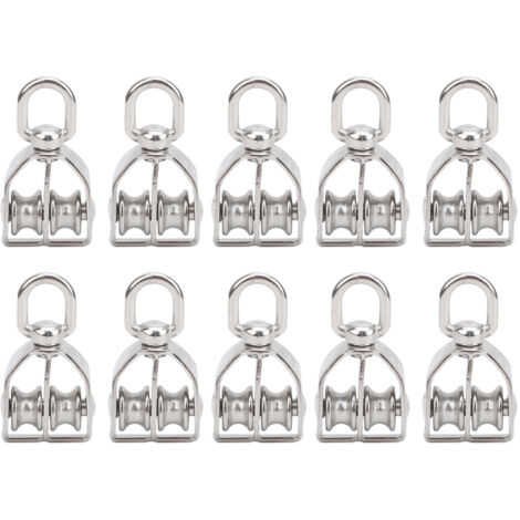 10 Pièces Poulie M15 Acier Inoxydable Double Roue pour Levage Lourd et Traction