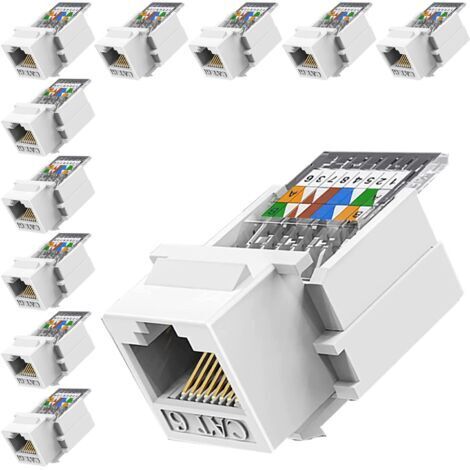 10 pièces prise RJ45 Cat6 Keystone – sans outil – prise murale Ethernet – coupleur réseau Cat6