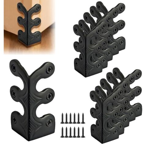 10 Pièces Protecteurs d'angle de Plinthe en Métal, Code Angulaire Décoratif Protecteur, Protection d'angle en Métal Vintage avec 60 Vis, Le Fer Black, pour Tables et Meubles Pointus