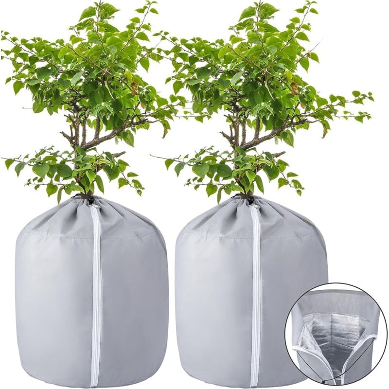 Missdong - 10 Pièces Protege Pot Exterieur - Protection Pot de Fleur Hiver - Housse Hivernage Plante en Pot Réutilisable 50x45cm Grise