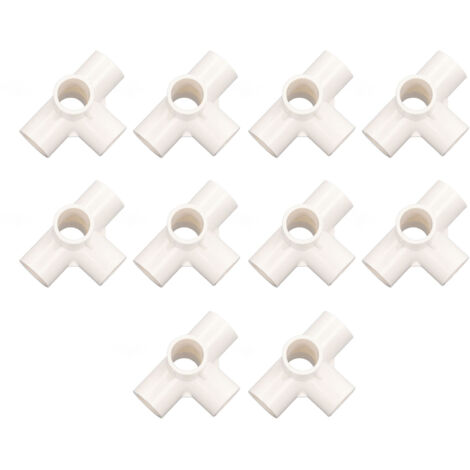 10 Pièces Raccord PVC 20mm Coude 5 Voies Angle Droit pour Meubles Blanc