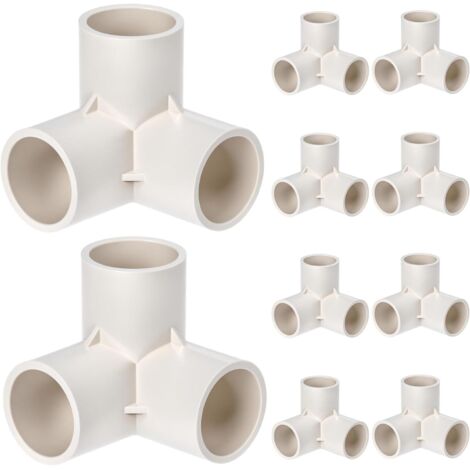 ® 10 pièces raccords de tuyauterie à 3 voies, diamètre intérieur 32mm, blanc, connecteurs d'angle tuyau en plastique PVC - 25mm