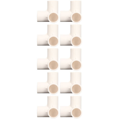 10 Pièces Raccords PVC à 3 Voies et Coudes, Jonctions en Plastique Blanc pour Tuyaux Diamètre 25mm