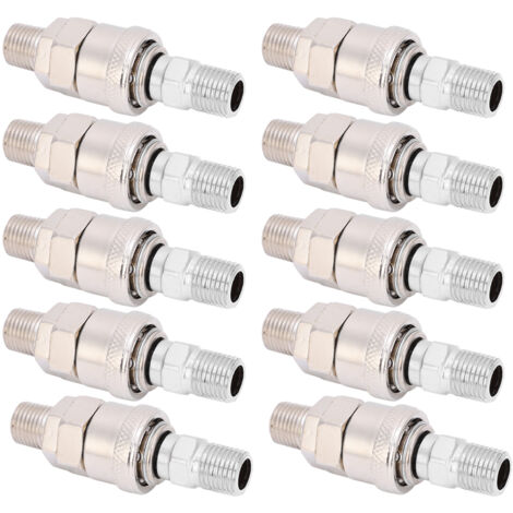 10 Pièces Raccords Rapides Auto-Bloquants Type C Mâle/Femelle pour Tuyaux PU - Compatibles Compresseur d'Air