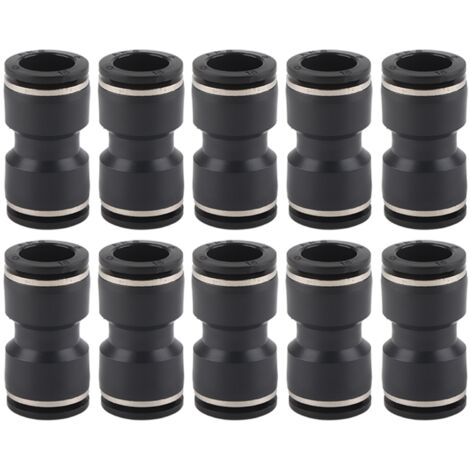 10 Pièces Réducteur Pneumatique Acier Inoxydable Raccord Droit Union Tuyau Noir PU16-16
