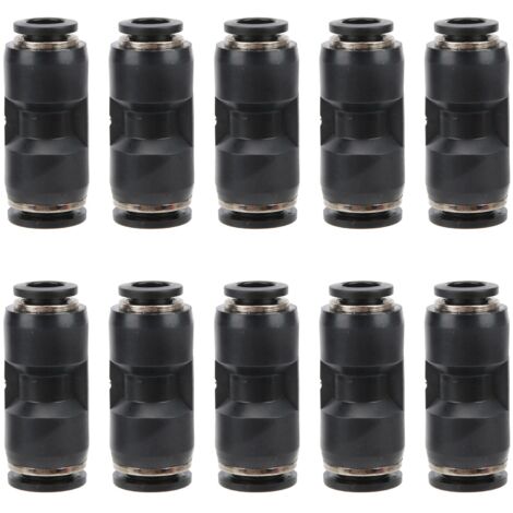 10 Pièces Réducteur Pneumatique Acier Inoxydable Raccord Droit Union Tuyau PG16-12 Noir
