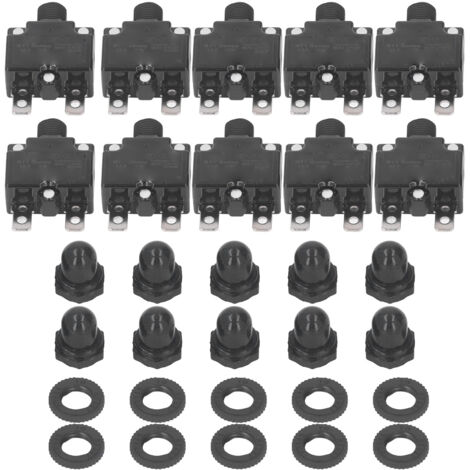 10 pièces Relais à Réarmement Automatique 15A, Fusible Thermique, Disjoncteur de Protection contre les Surcharges, Étanche 125-250VAC 65VDC