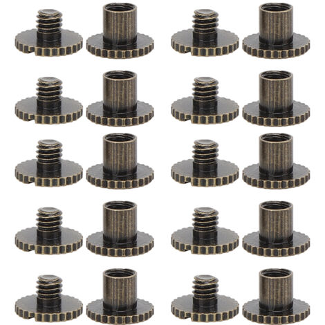 10 pièces rivets à tête plate à cannelures laiton pour fixations ceintures sacs à dos meubles bronze