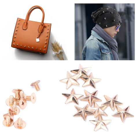 10 pièces rivets étoile métalliques or 14mm pour décoration cuir, accessoires sacs et projets créatifs DIY