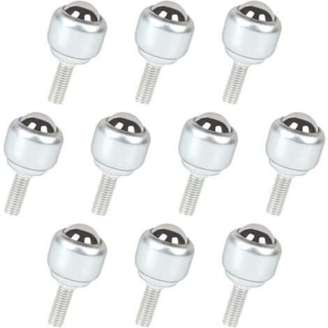 10 Pièces Roulement de Transfert à Billes avec M5 Tige Filetée 16,5 mm, Mini Roulettes à Billes 360° de Acier Carbone, pour Chariots, Armoires, Meubles