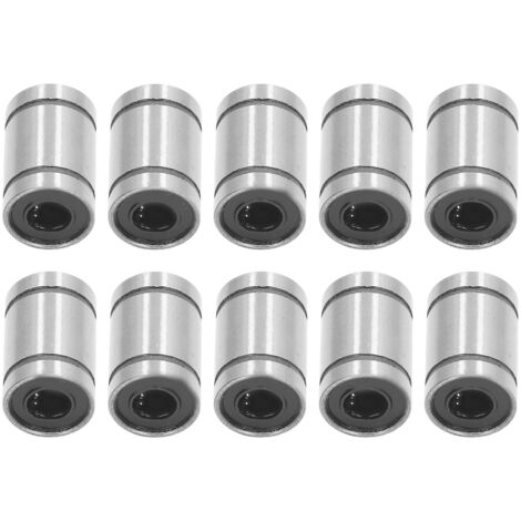 10 Pièces Roulements Linéaires LM6UU Acier Allié 6mm Alésage 12mm Extérieur 19mm Longueur pour Machines Industrielles