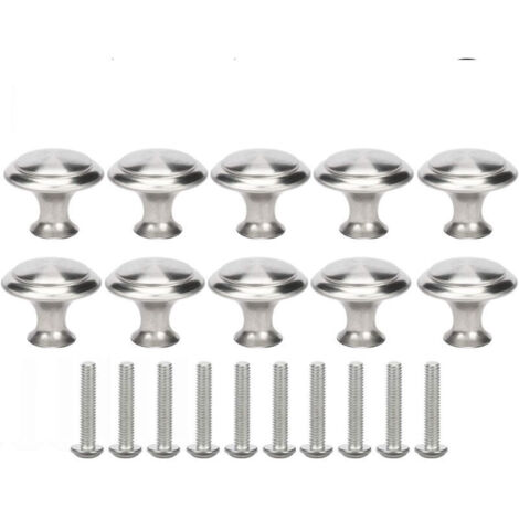 10 Pieces Round Brushed Furniture Knobs Kitchen Door Knobs Cabinet Handles Drawer Pulls with Screws for Wardrobe Buffet Dresser - 23MM