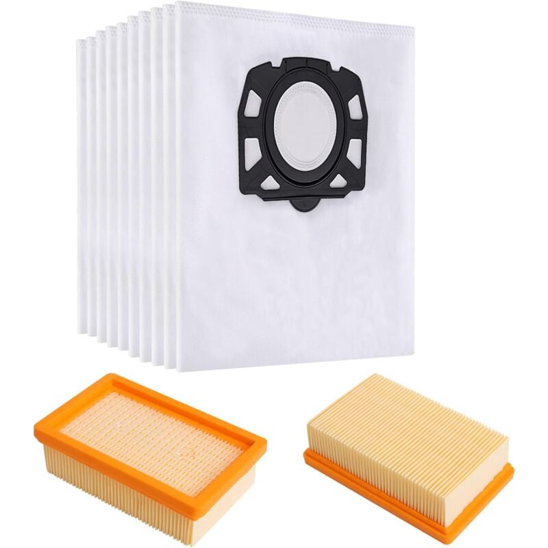 10 Pièces Sac Aspirateur pour Karcher WD4 WD5 WD6 MV4 MV5 MV6 avec 2 Filtre pour Karcher 2.863-005.0 WD4 WD5