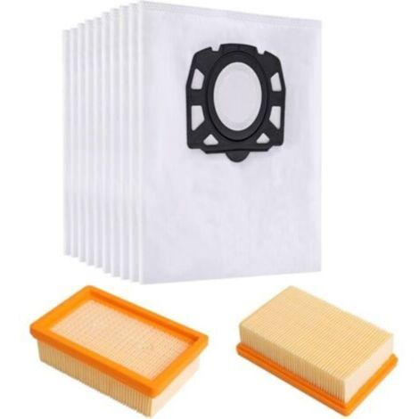 10 Pièces Sac Aspirateur pour Karcher WD4 WD5 WD6 MV4 MV5 MV6 avec 2 Filtre pour Karcher 2.863-005.0 WD4 WD5