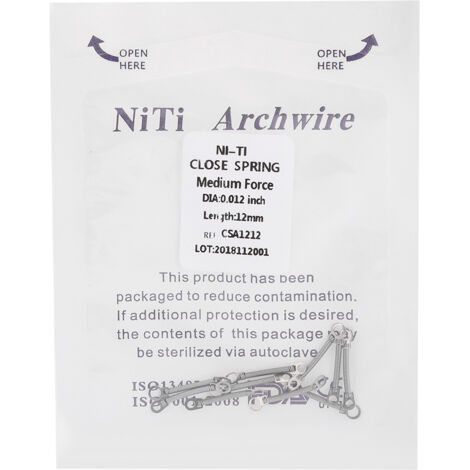 10 pièces/sac Ressort à Boudin Fermé Orthodontique NITI, Accessoire Dentaire 0.012 x 12mm