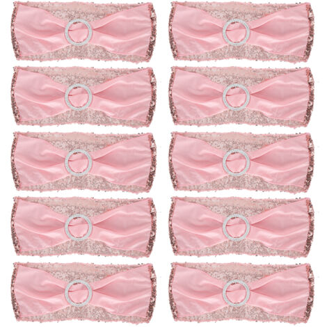10 Pièces Sangle Élastique de Ceinture de Chaise Décorative avec Boucle Réglable pour Événements - Or Rose